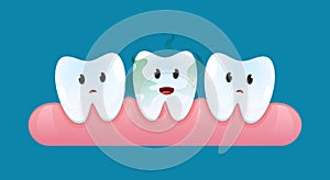 Speaking tooth with Halitosis concept with teeth characters. Vector cartoon style