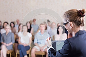 Speaking at the university