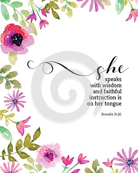 She Speaks with Wisdom Proverbs 31 Print