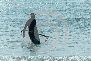 Spear-Fishing Diver Beach Ocean