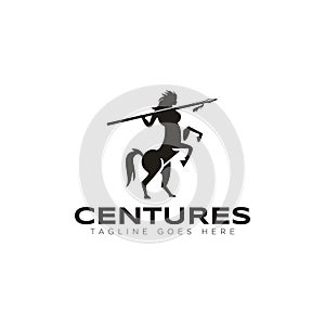 Spear logo, with centaurus women pitching lance vector