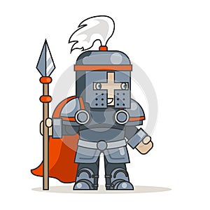 Spear warrior guardian knight fantasy medieval action RPG game character isolated icon vector illustration