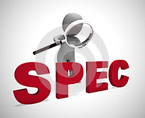 Spec concept icon means specifications or statement of work - 3d illustration