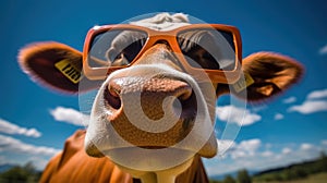 Spec-tacular Bovine: A Playful Portrait of a Cow in Glasses