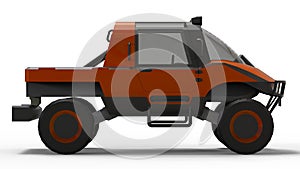 Special all-terrain vehicle for difficult terrain and difficult road and weather conditions. 3d rendering.