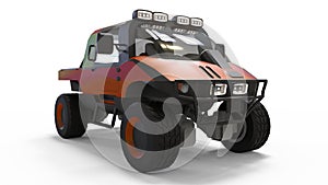 Special all-terrain vehicle for difficult terrain and difficult road and weather conditions. 3d rendering.