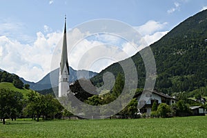 Special architecture of a church in Tyrol Austria