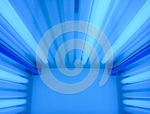 special cabin with UV lamps for the treatment of psoriasis. Light therapy, phototherapy