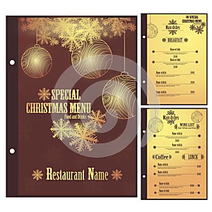 Special Christmas Restaurant menu for pizza