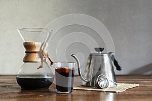 Special coffee brew on table