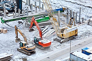 Special construction machinery on the construction site