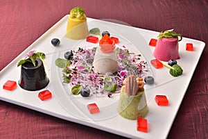 Special cupcake in chinese style with salad on white plate