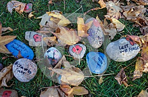 Special decorated stones to Commemorate the ending of the First