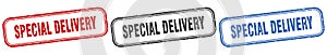 special delivery square isolated sign set. special delivery stamp.