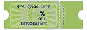 Special discount coupon template in retro ticket style