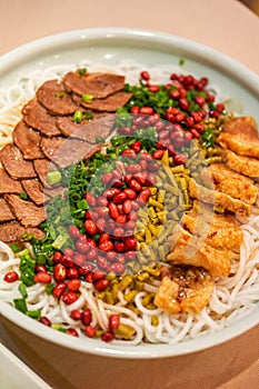A special dish from Guangxi, China, Guilin rice noodles, cold rice noodles