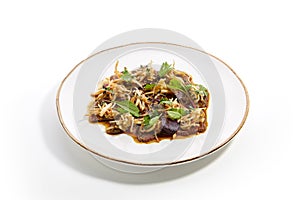 Special dishes of Pan-Asian cuisine in white plate