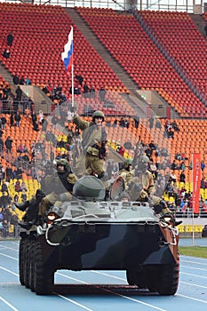 Special forces demonstrate training at stadium