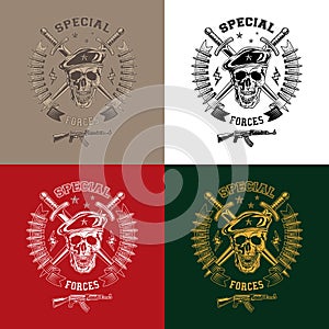 Special forces monochrome emblems