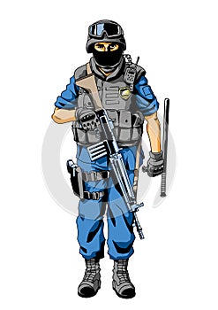 Special forces police officer character