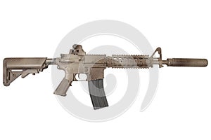 Special forces rifle M4 with suppressor photo