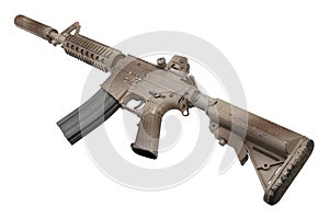 Special forces rifle M4 with suppressor