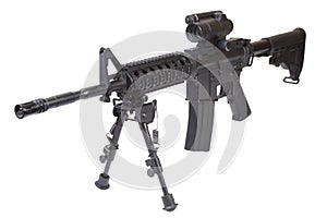 Special forces rifle M4 with bipod