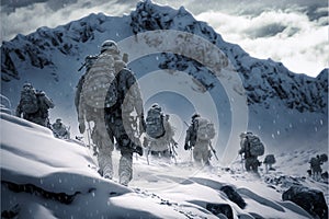 Special Forces on a Snowy Mountain Range