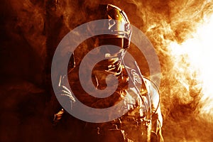 Special forces soldier in the fire