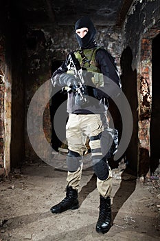 Special forces soldier during night mission