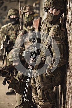 Special forces soldiers during military maneuver photo