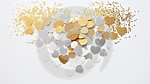 special gold and silver confetti on white photo