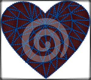 Special heart shape, decorated with blue wicker cord.