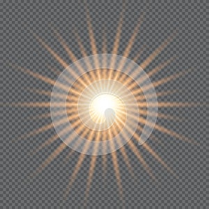 Special lens flare light effect. Light effects. Magical explosion with star dust. Yellow energy flash. Vector light stars. Star