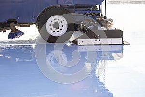 Special machine ice harvester cleans the ice rink. transport industry