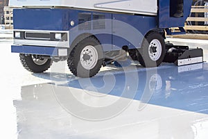 Special machine ice harvester cleans the ice rink. transport industry