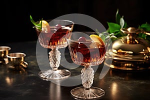 special manhattan cocktail recipe with fancy garnishes