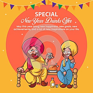 Special new year drinks offer banner design