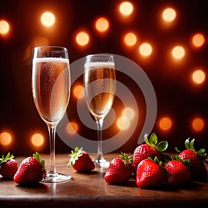 Special occasion luxury celebration, champagne and strawberries