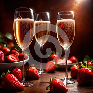 Special occasion luxury celebration, champagne and strawberries