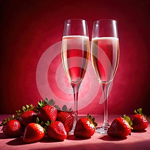 Special occasion luxury celebration, champagne and strawberries