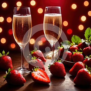 Special occasion luxury celebration, champagne and strawberries