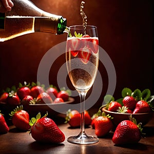 Special occasion luxury celebration, champagne and strawberries