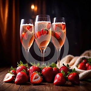 Special occasion luxury celebration, champagne and strawberries