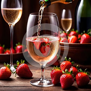 Special occasion luxury celebration, champagne and strawberries