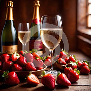 Special occasion luxury celebration, champagne and strawberries