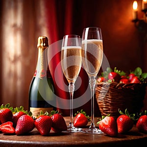 Special occasion luxury celebration, champagne and strawberries