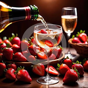 Special occasion luxury celebration, champagne and strawberries