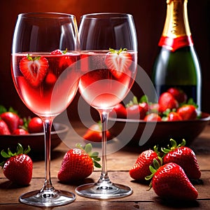 Special occasion luxury celebration, champagne and strawberries