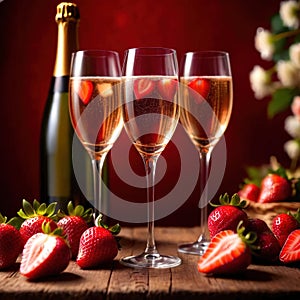 Special occasion luxury celebration, champagne and strawberries